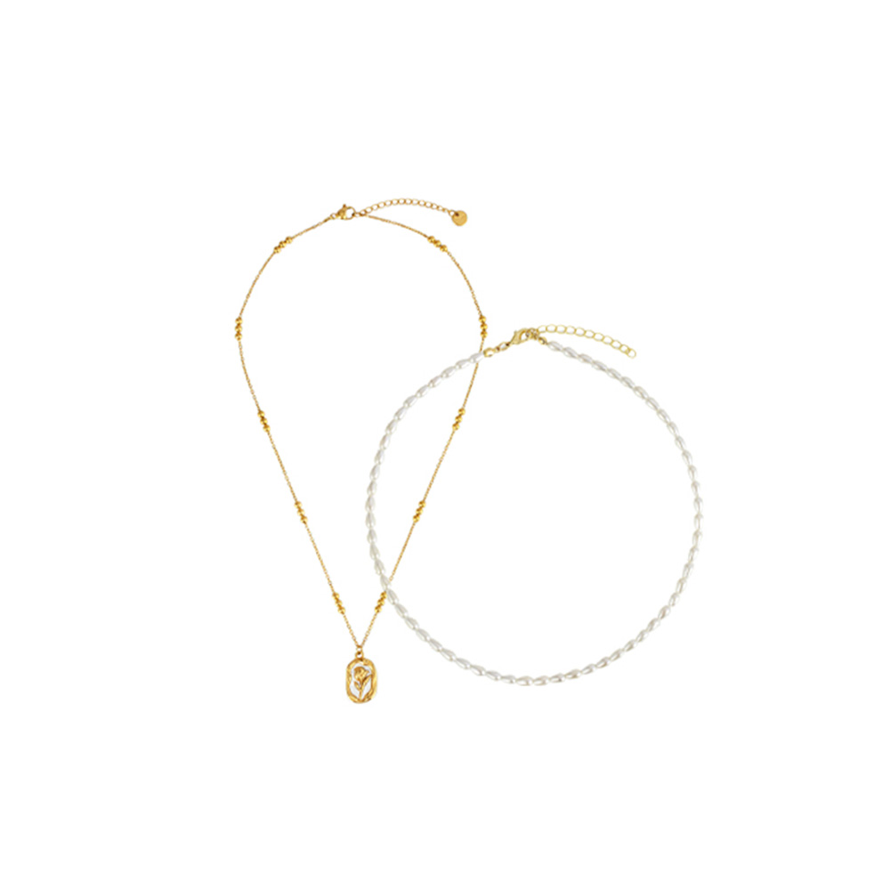 House of Dietrich Pearl and Rose Necklace Set