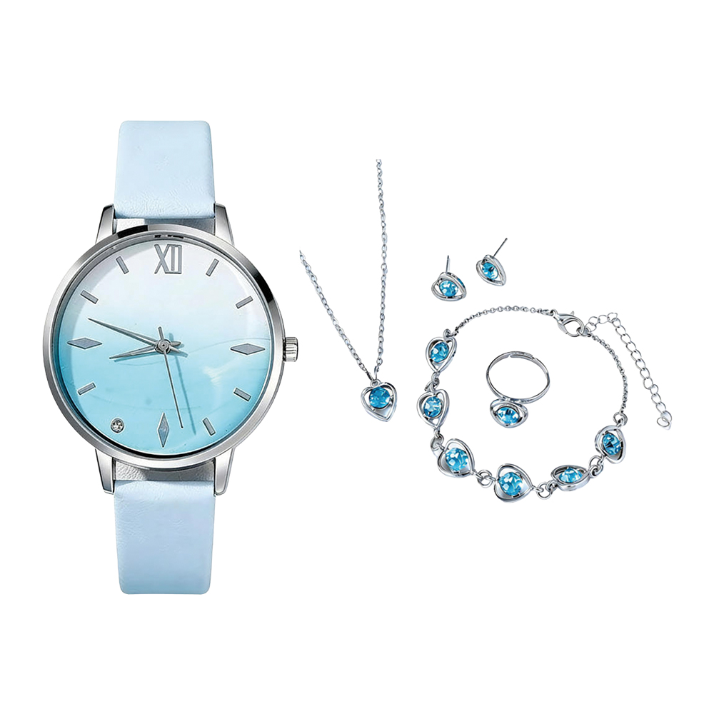 Aqua Heart Elegance Watch & Jewellery Set