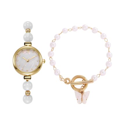 Timeless Pearl Harmony Watch & amp Bracelet Duo